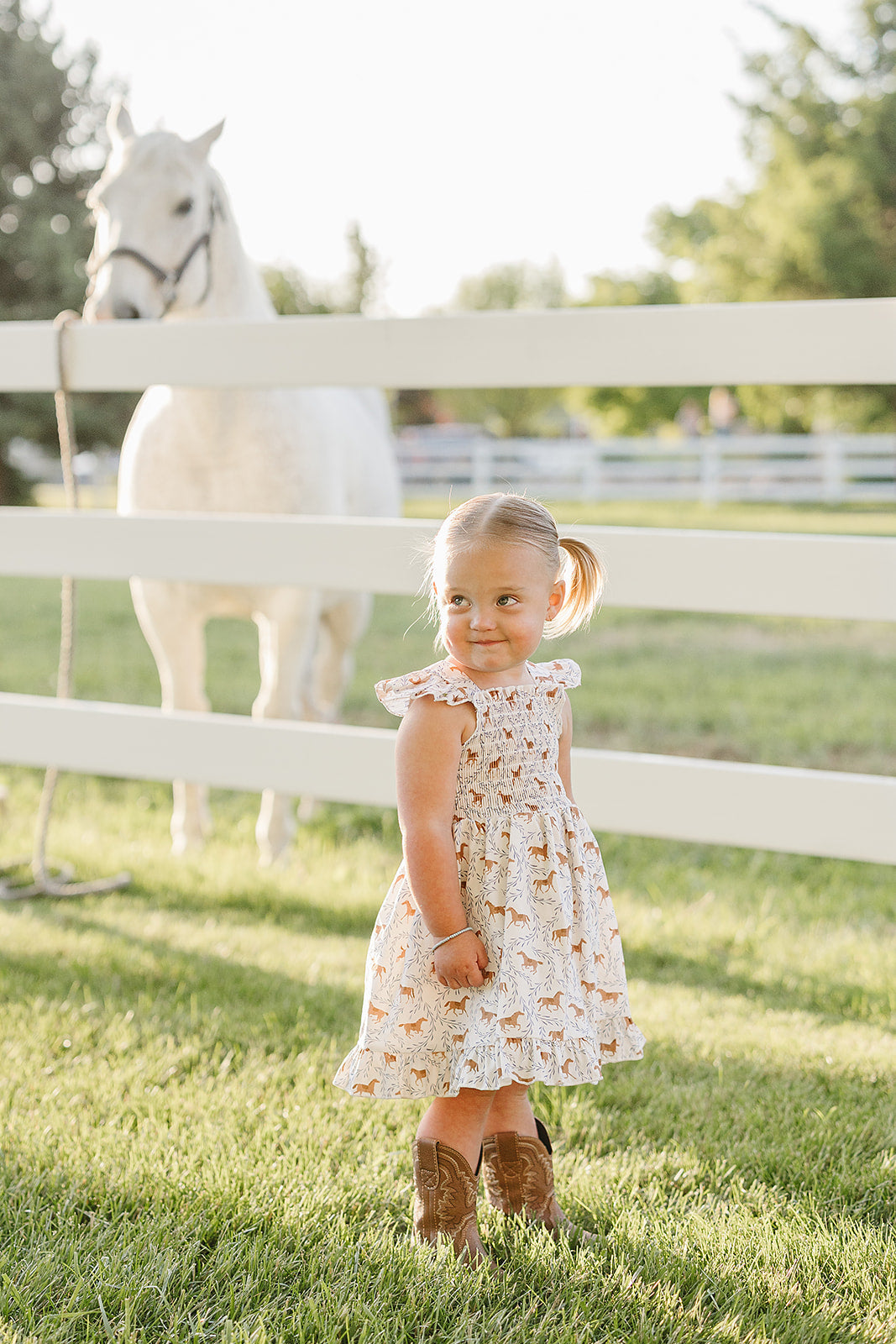 Baby & Girls Pony Smocked Dress