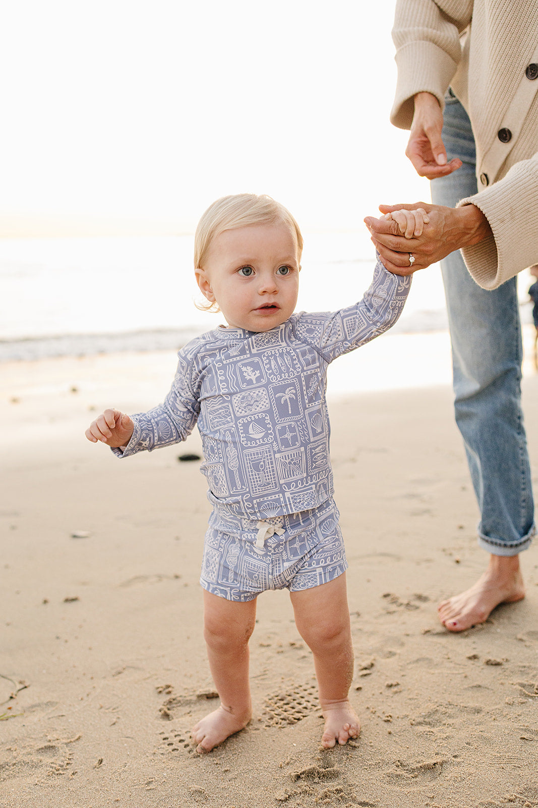 Baby Toddler Boys Blue Beach Long Sleeve Swim Set