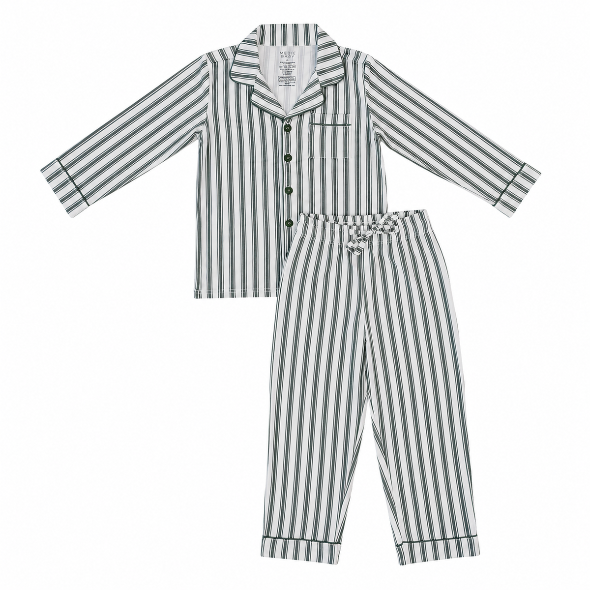 Green Stripe Collared Bamboo Set