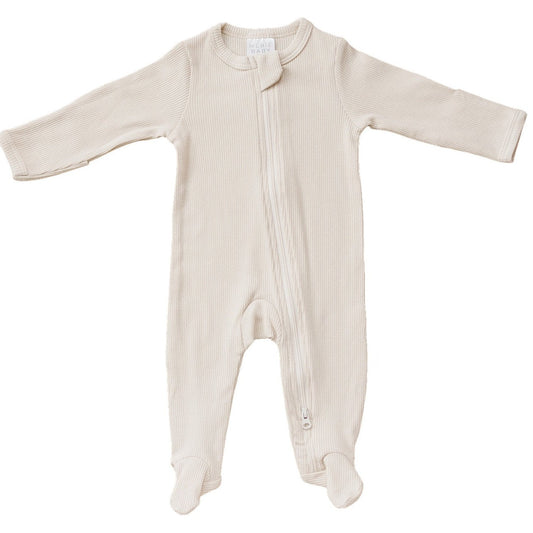 Baby Vanilla Organic Cotton Ribbed Zipper Onsie