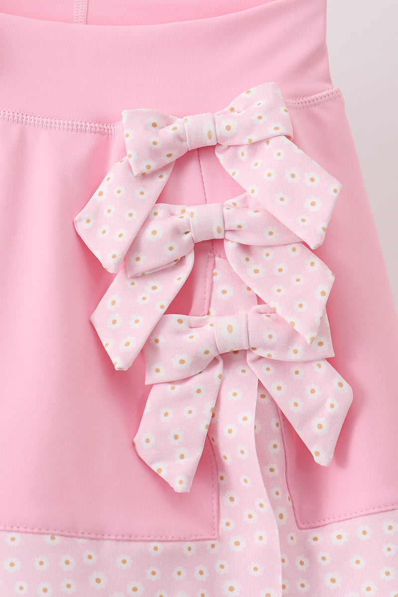 Girls Pink Scalloped Active Skorts Set