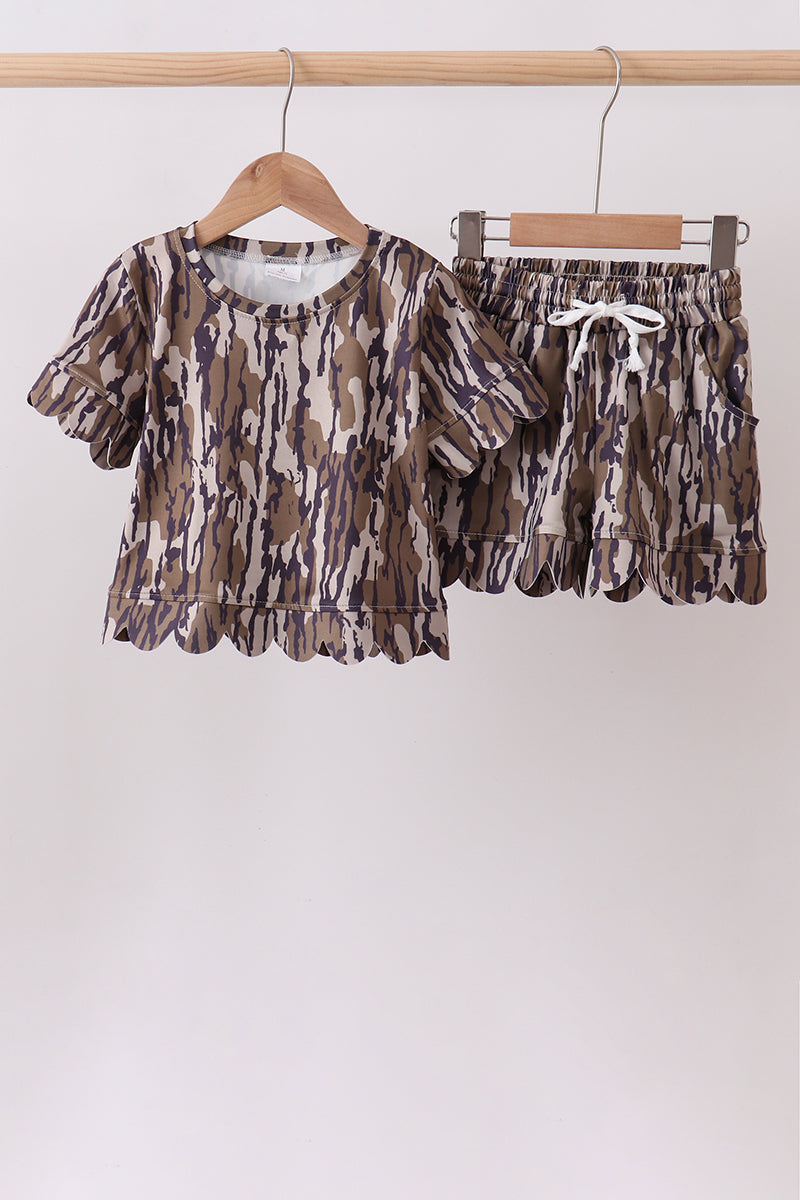 Camo Scalloped Mom & Me Shorts Set