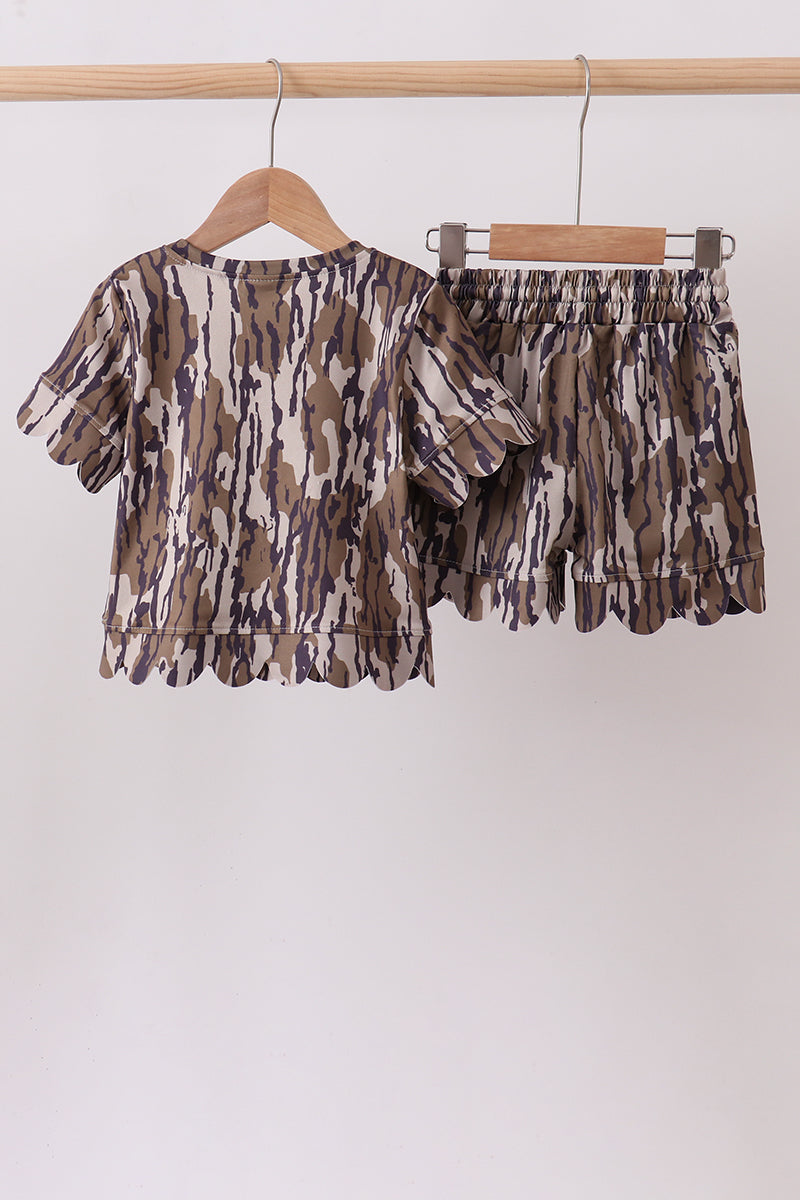 Camo Scalloped Mom & Me Shorts Set