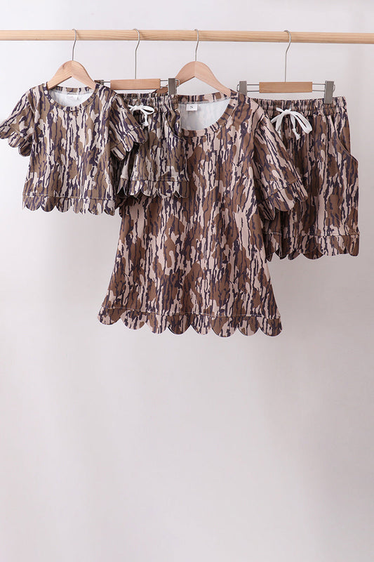 Camo Scalloped Mom & Me Shorts Set