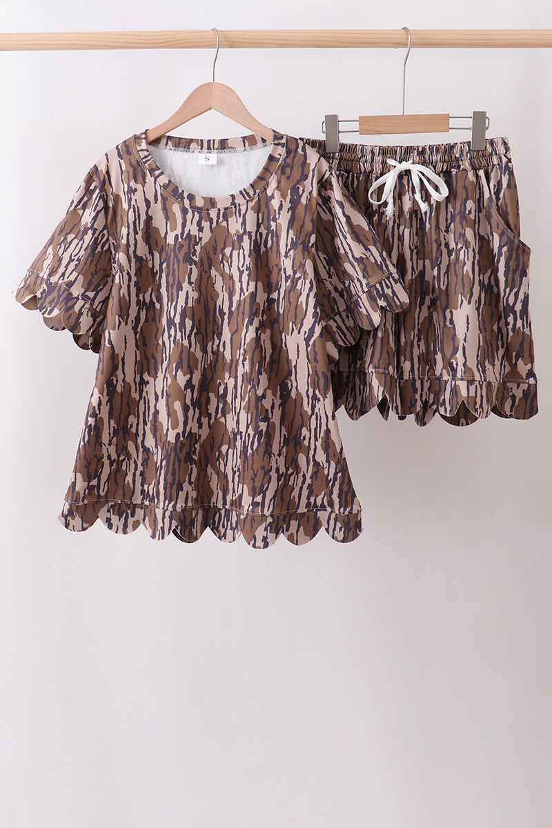 Camo Scalloped Mom & Me Shorts Set