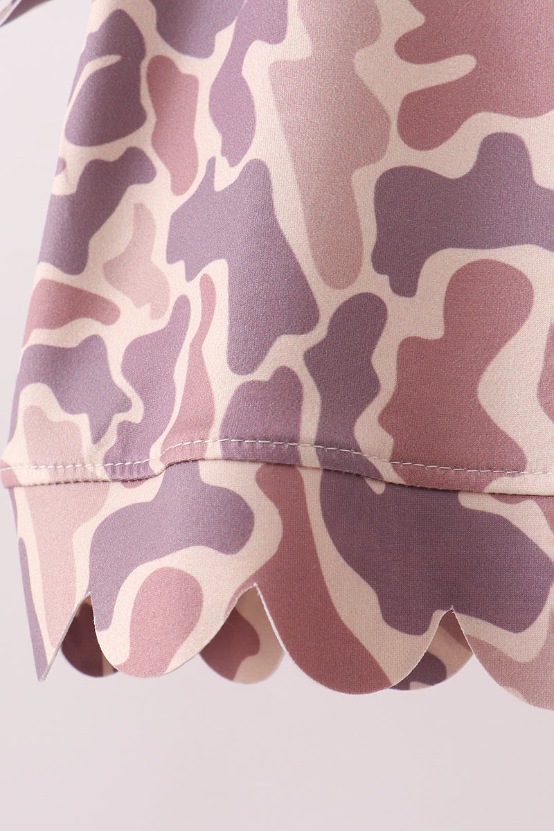 Camouflage Scalloped Shorts Set