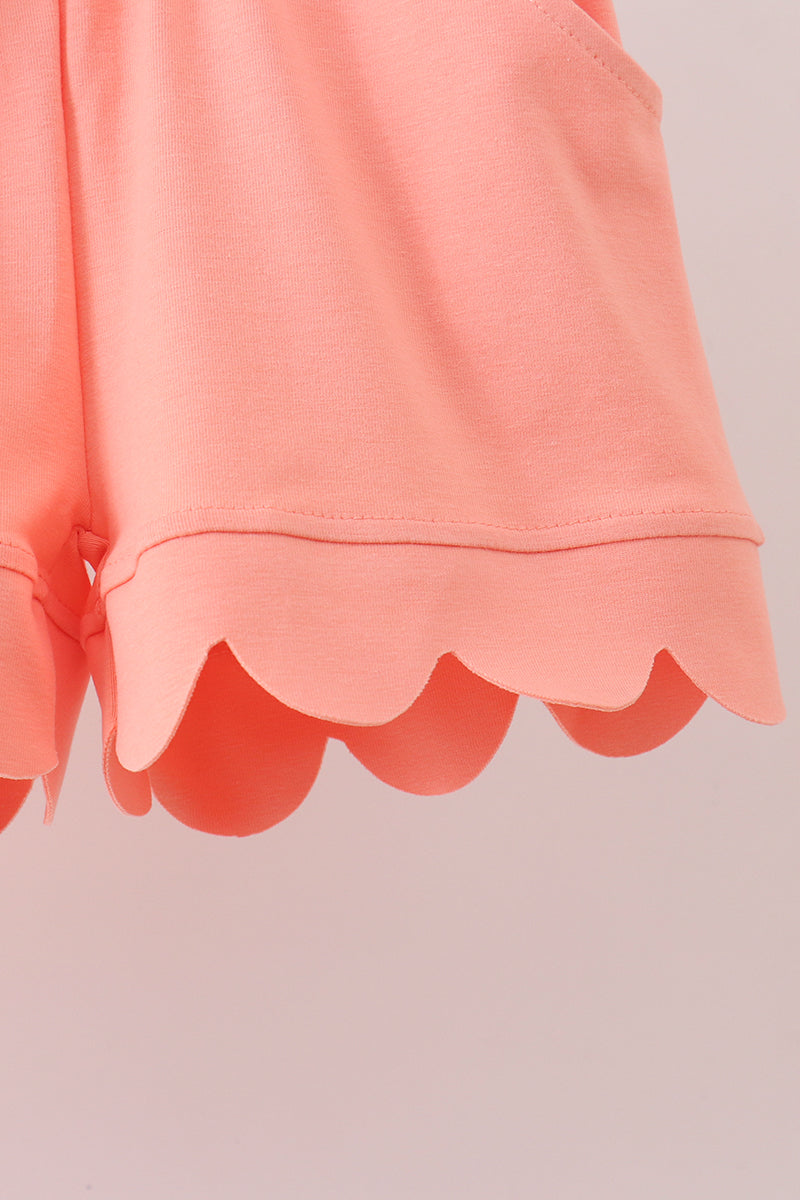 Girls Coral Scalloped Polo Set