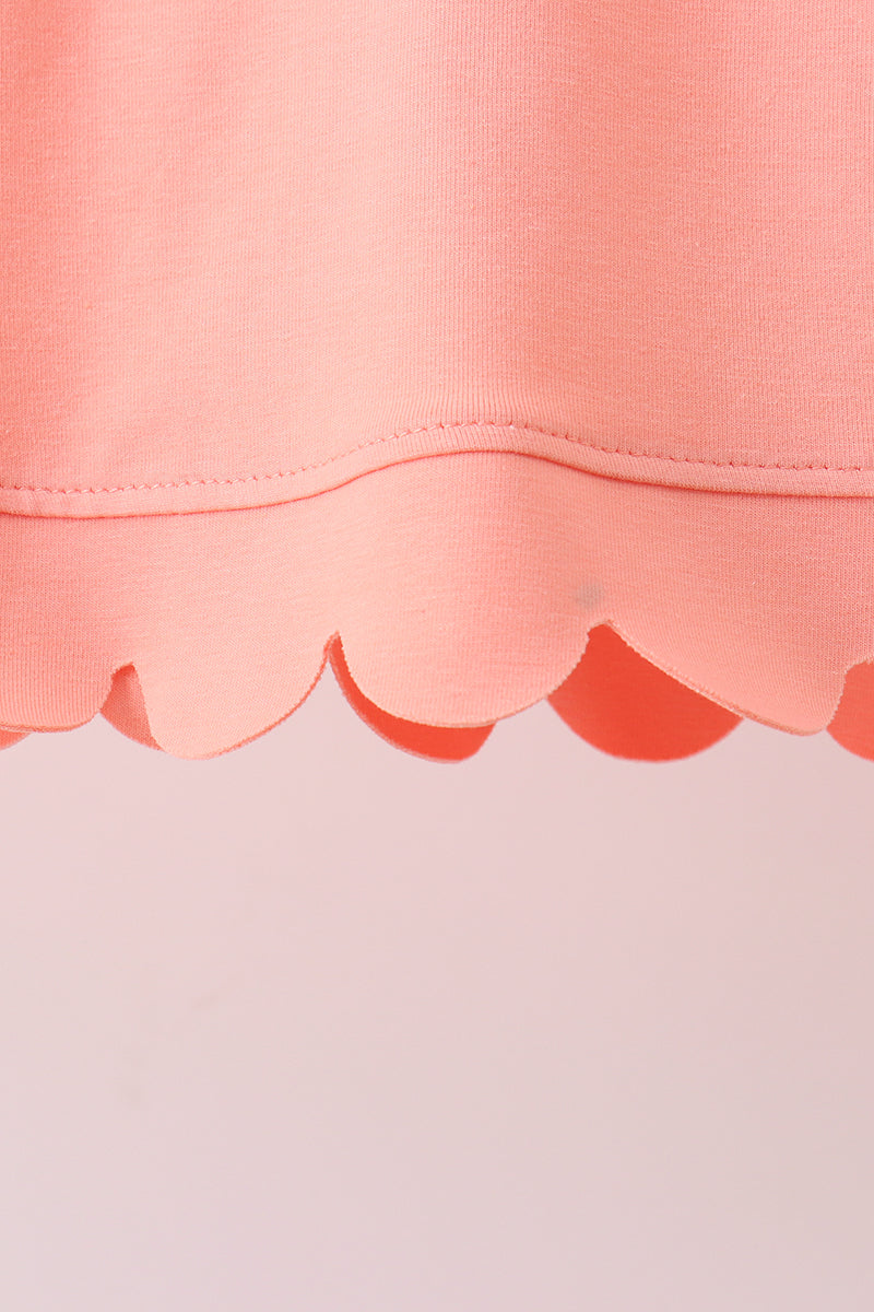 Girls Coral Scalloped Polo Set