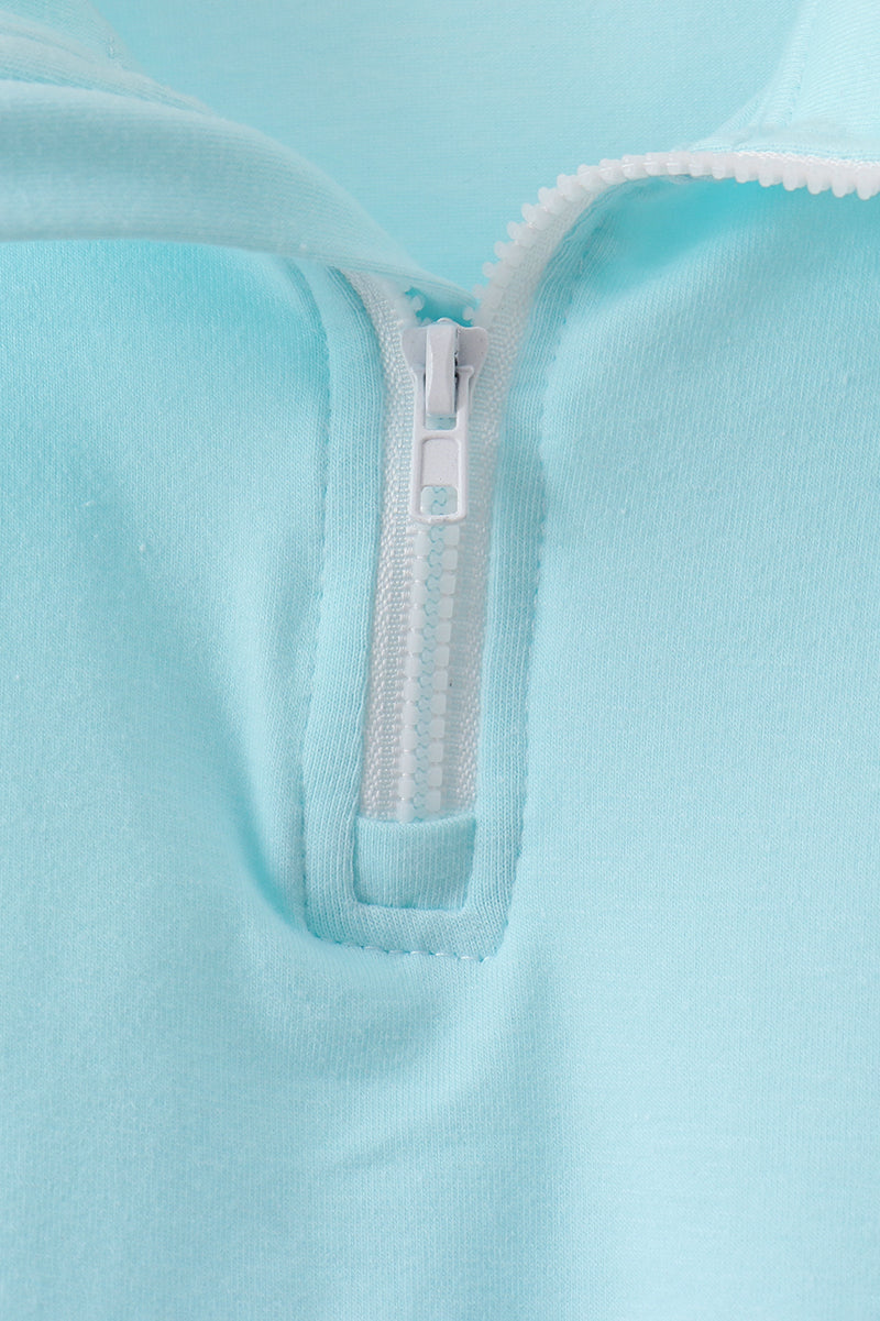 Girls’ Light Blue Scalloped Zipper Shorts Set