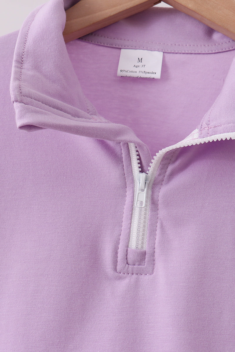Girls Lavender Scalloped Polo Set