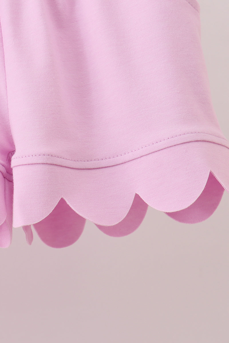 Girls Pink Scalloped Active Polo Set