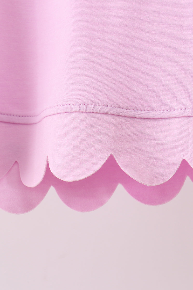 Girls Pink Scalloped Active Polo Set