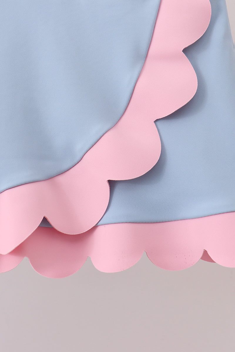 Girls Blue Performance Scalloped Skorts Set