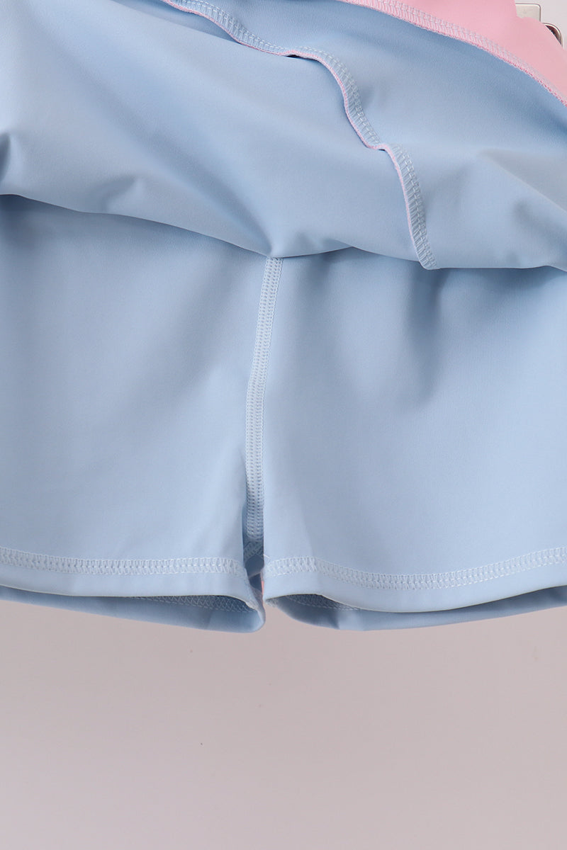 Girls Blue Performance Scalloped Skorts Set