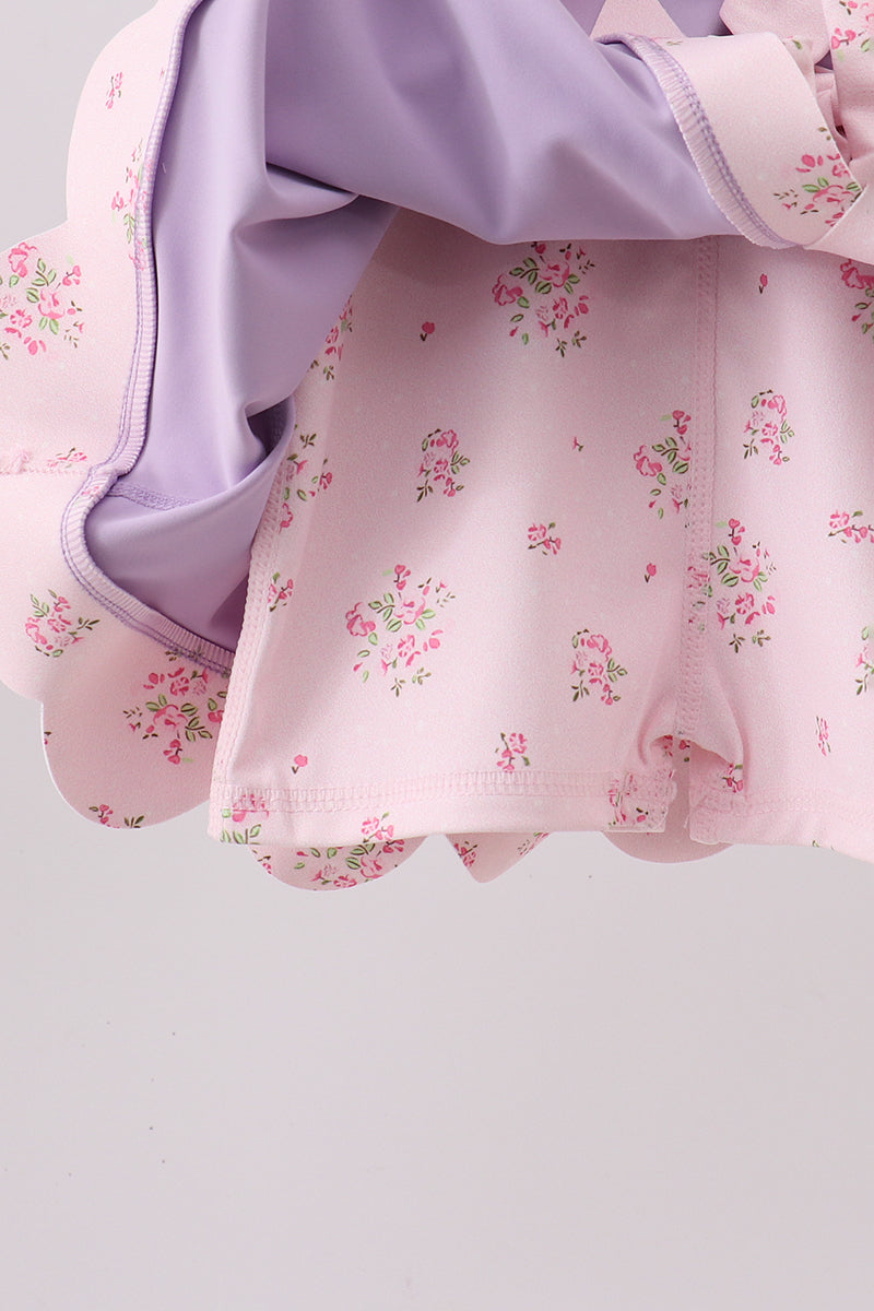 Girls’ Purple Scalloped Bow Active Dress