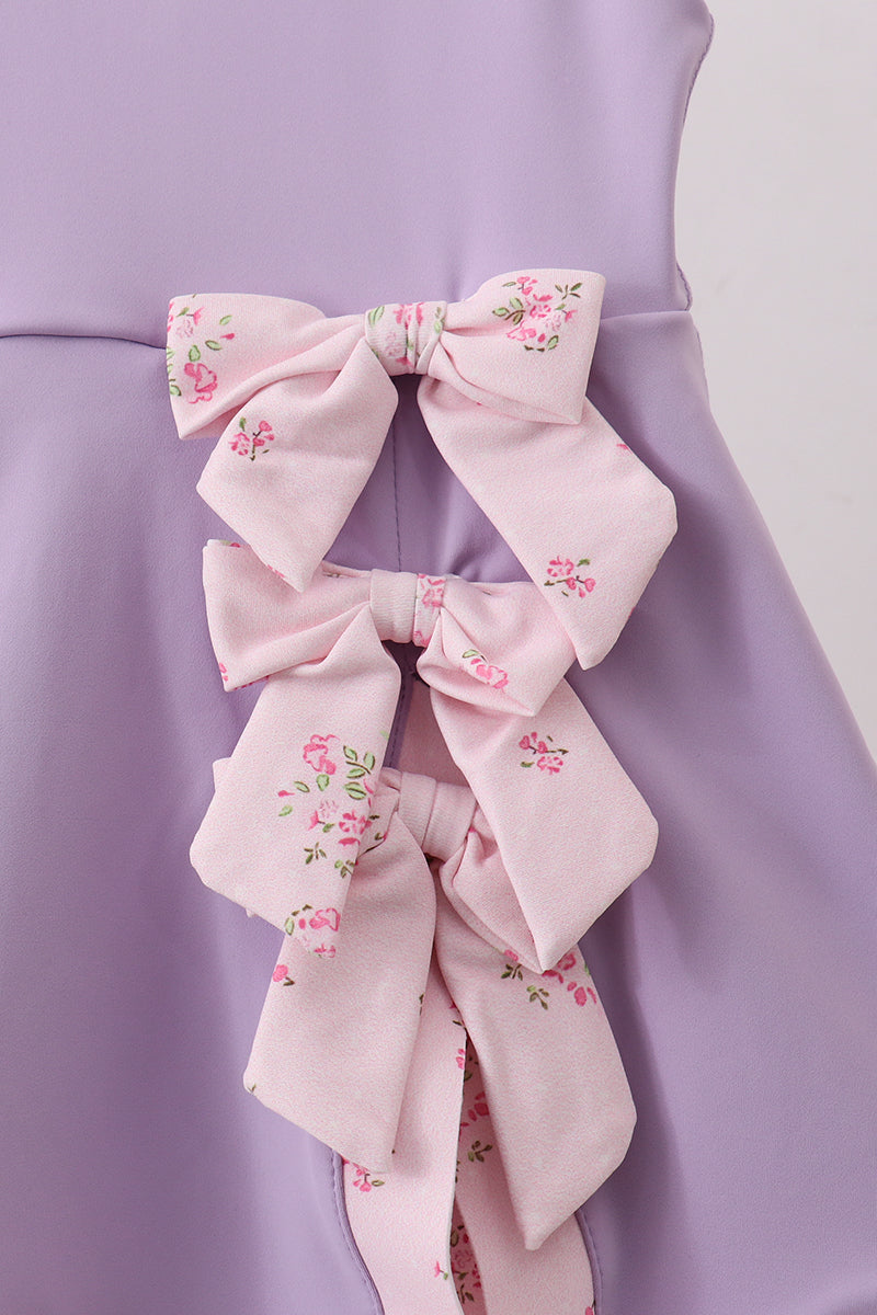 Girls’ Purple Scalloped Bow Active Dress
