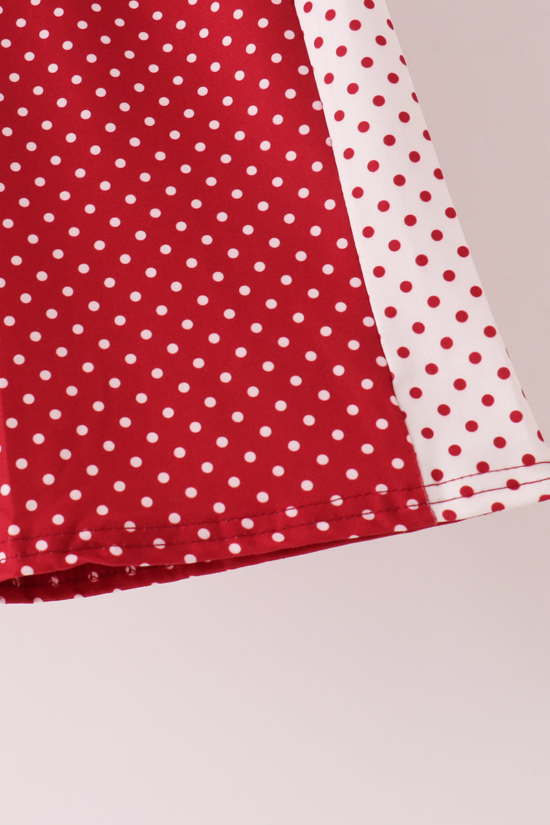 Girls Red Polka Dot Pocket Ruffle Pants Set