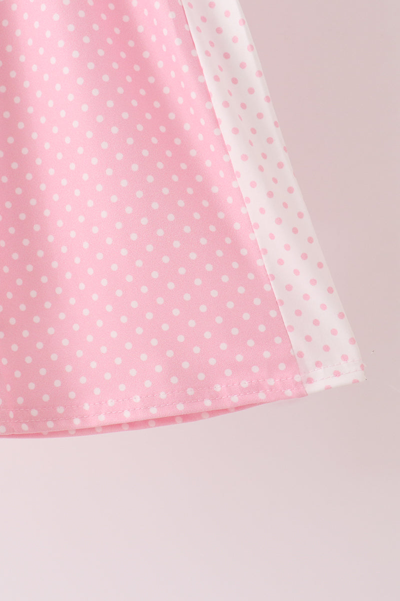 Girls Pink Polka Dot Pocket Ruffle Pants Set