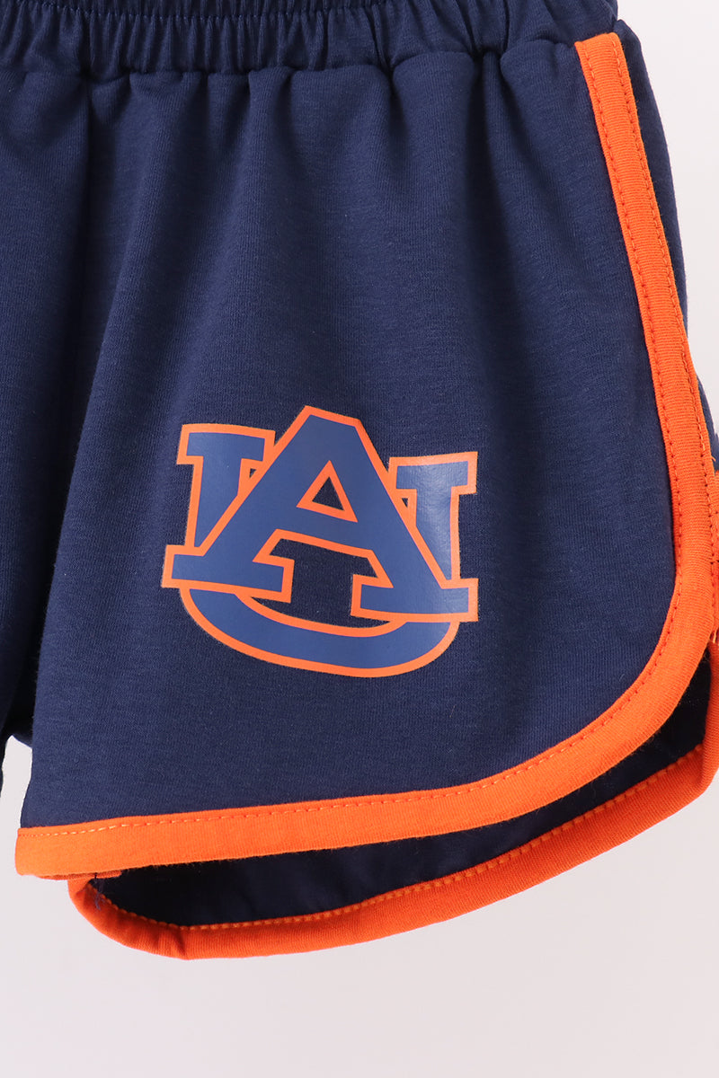Girls Navy Auburn Active Shorts Set