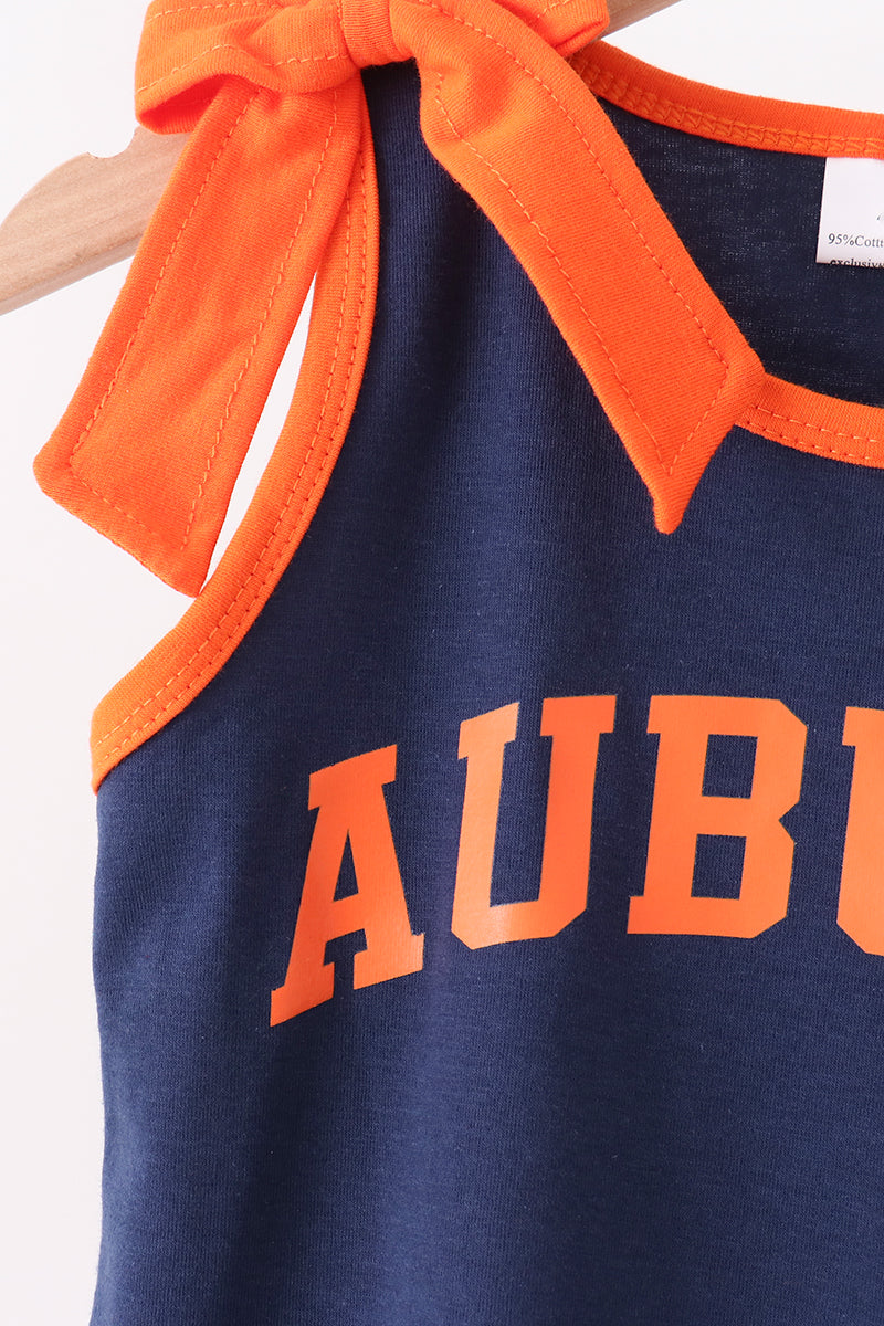 Girls Navy Auburn Active Shorts Set