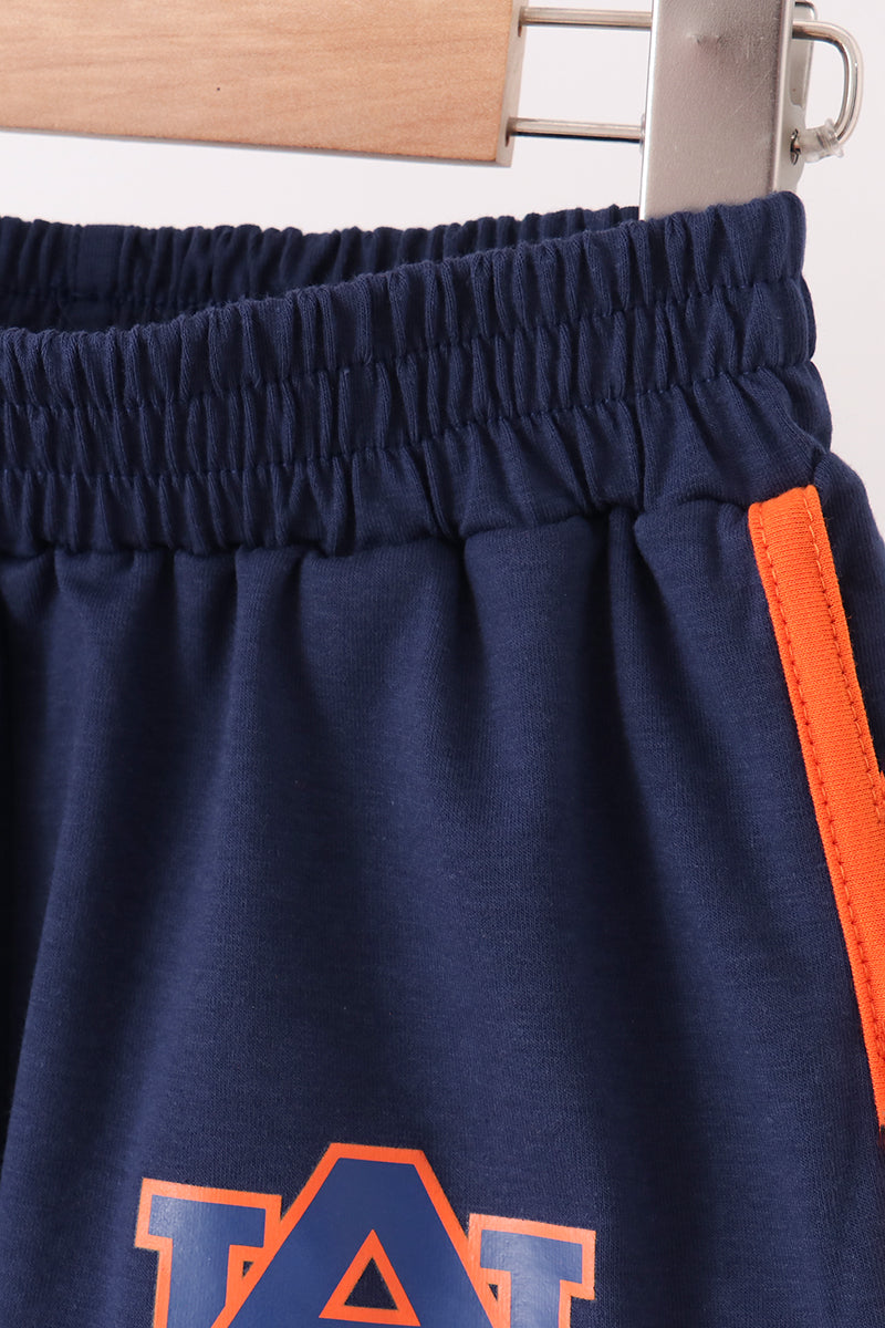 Girls Navy Auburn Active Shorts Set