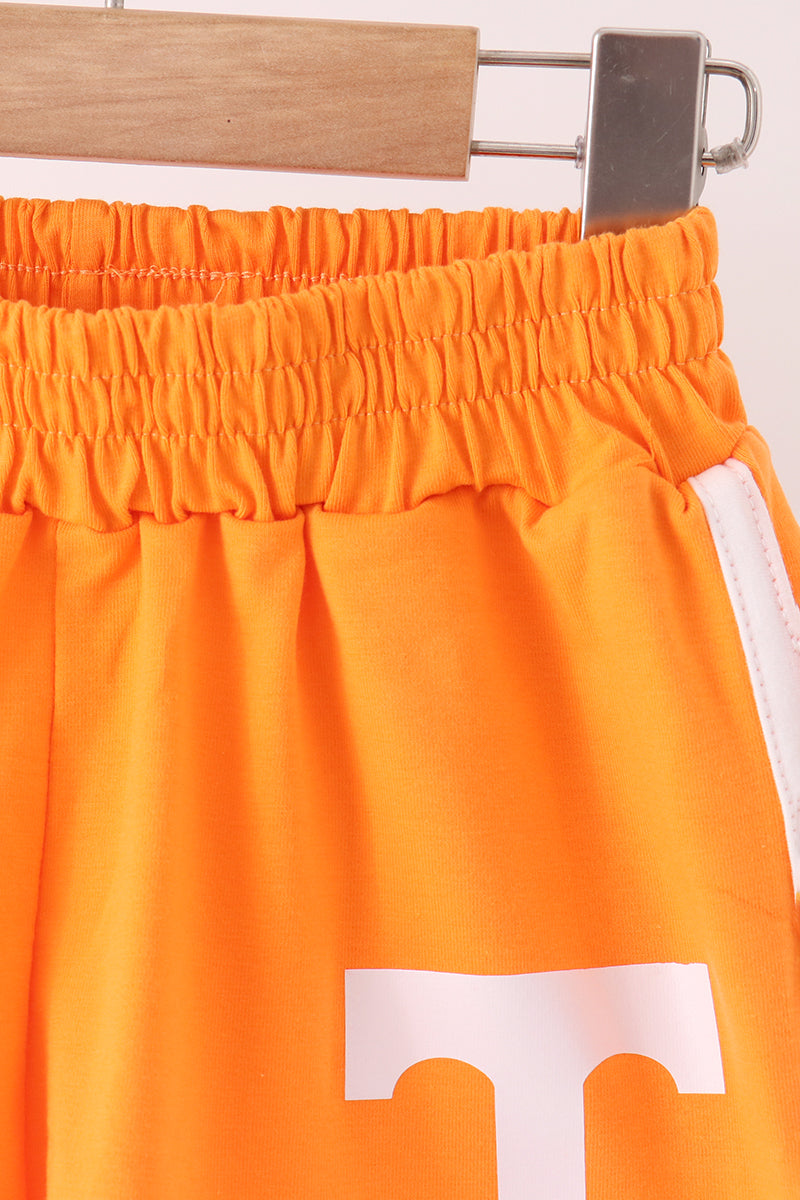 Girls Orange Active Shorts Set Tennessee