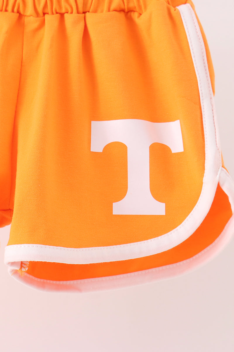 Girls Orange Active Shorts Set Tennessee