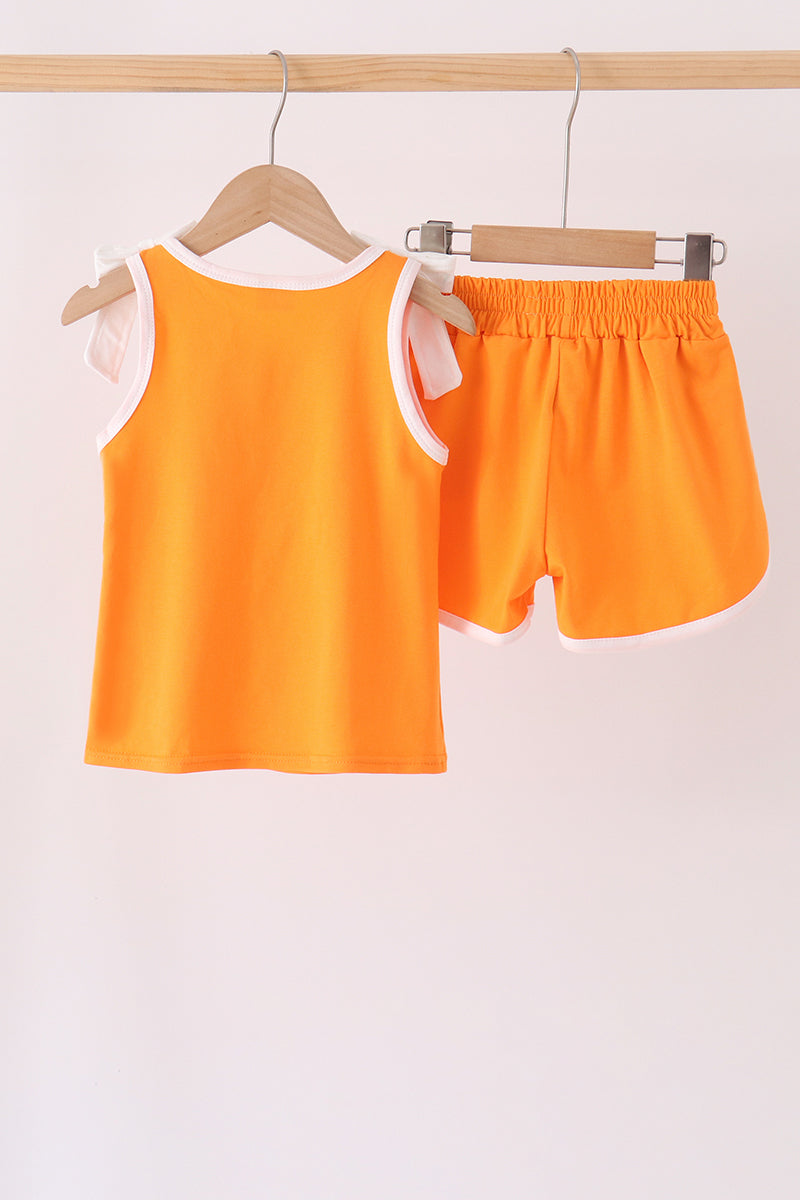 Girls Orange Active Shorts Set Tennessee