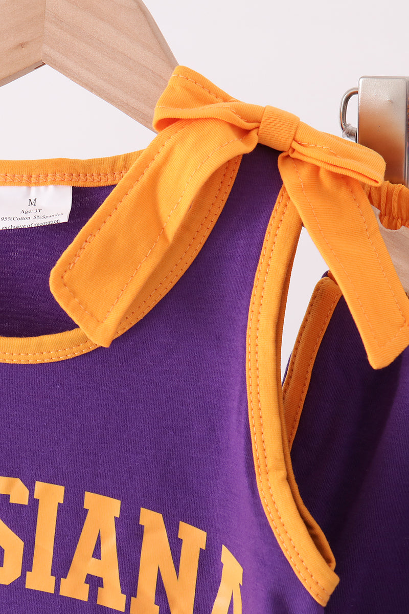 Girls Purple LSU Active Shorts Set
