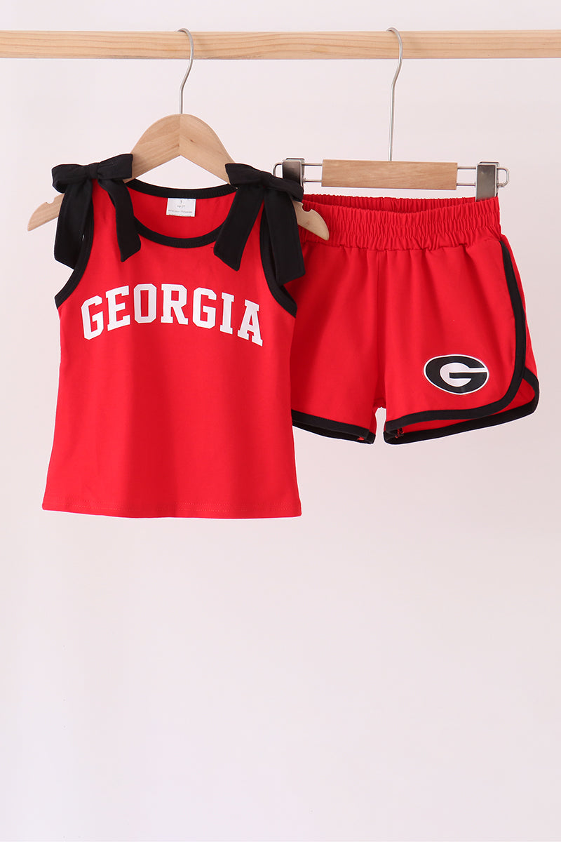 Girls Red Georgia Active Shorts Set