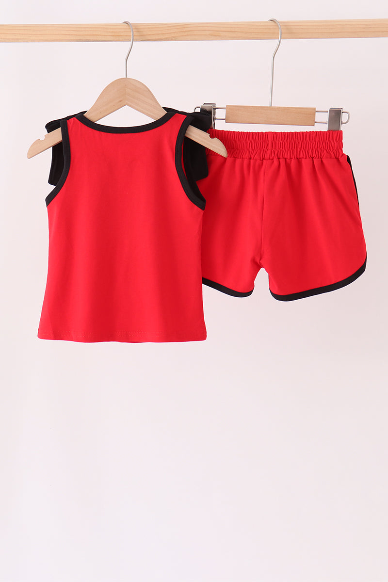 Girls Red Georgia Active Shorts Set