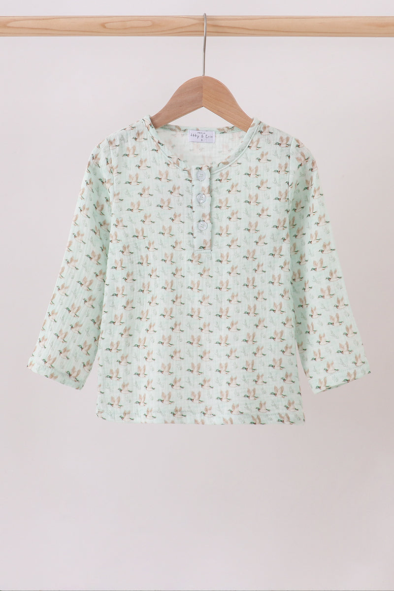 Boys Duck Print Muslin Top