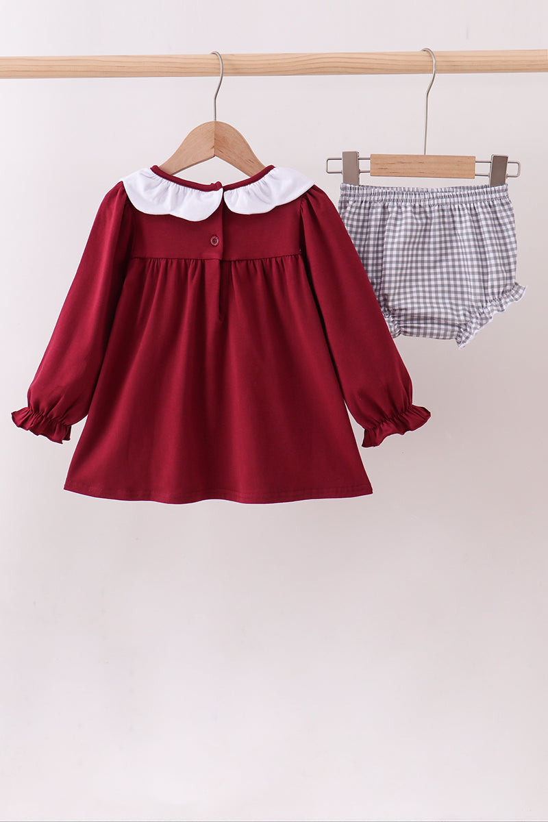 Maroon Georgia Bulldog Applique Bloomer Set