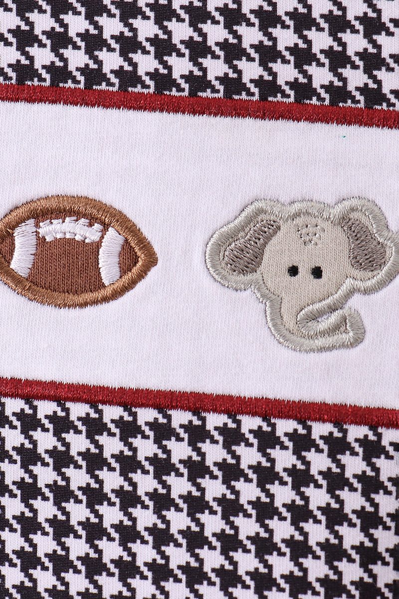 Houndstooth Alabama elephant embroidery top