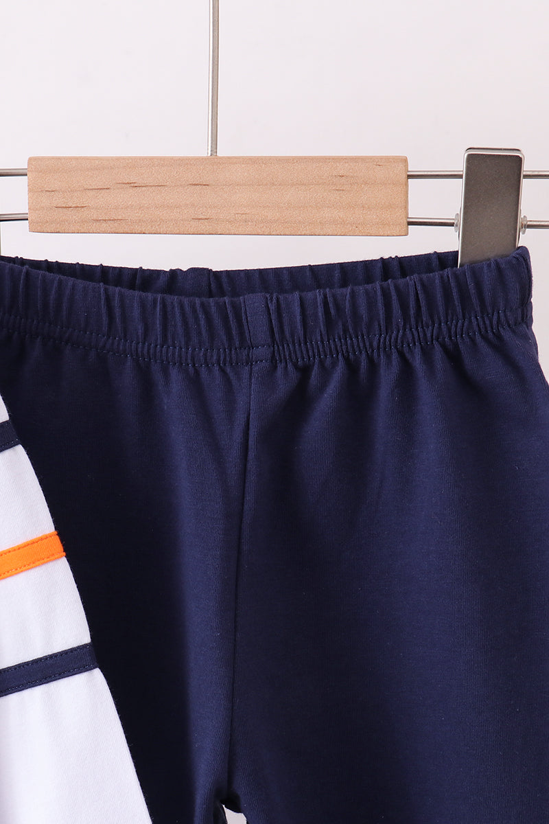 Premium Navy Auburn Tiger Applique Pants Set