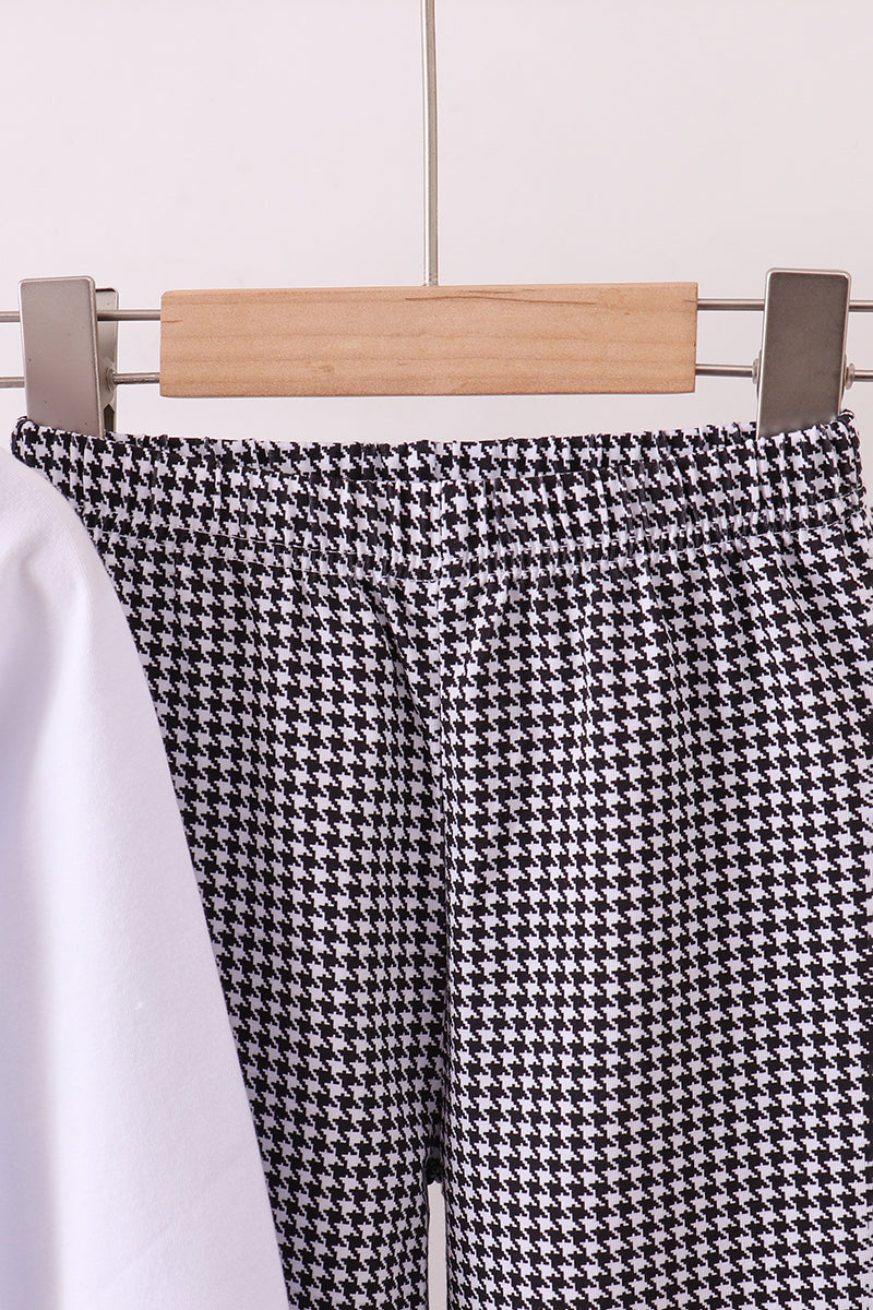 Boy White Houndstooth Alabama elephant embroidery pants set
