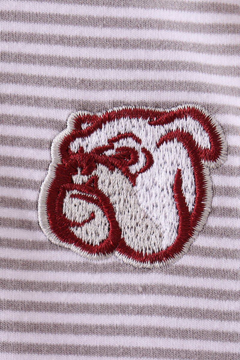 Maroon Georgia Bulldog Embroidery Romper