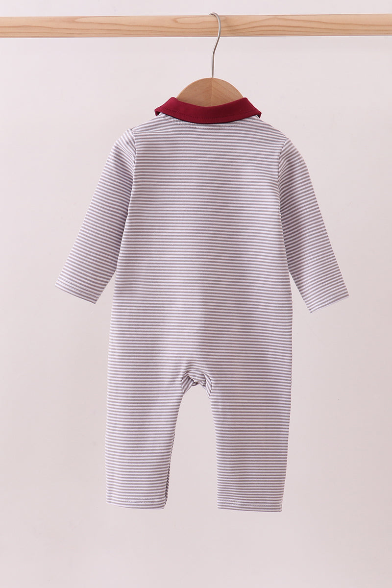 Maroon Georgia Bulldog Embroidery Romper