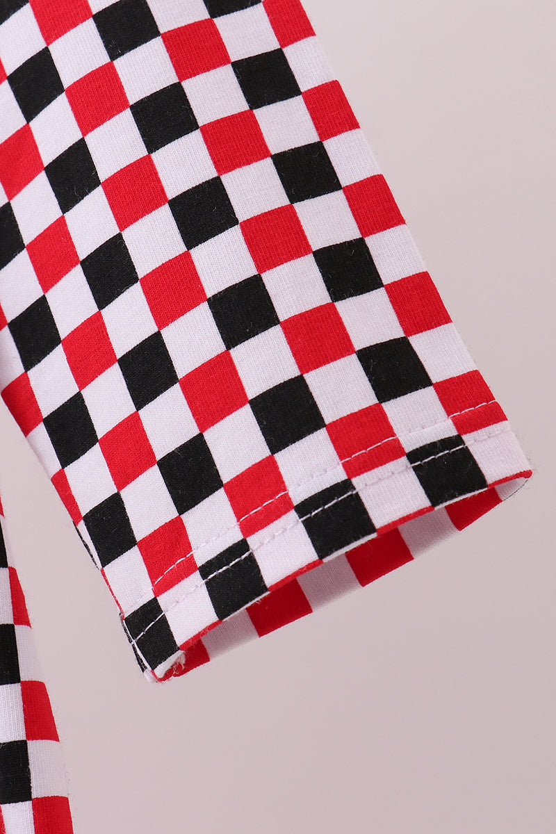 Checkered Georgia Bulldog Applique Ruffle Dress