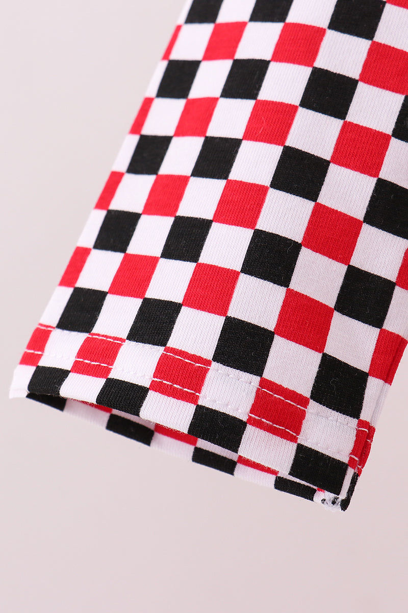 Checkered Georgia Bulldog Embroidery Top