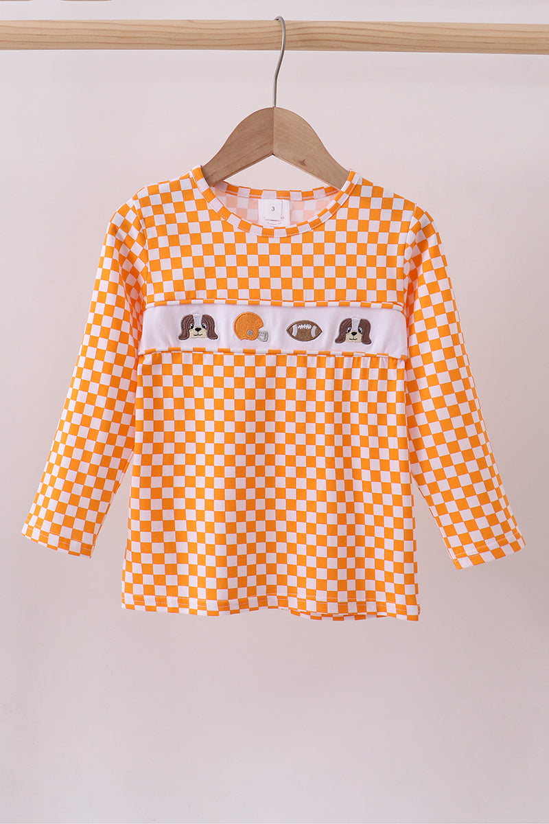 Boys Orange Tennessee Vols Embroidered Checkered Top