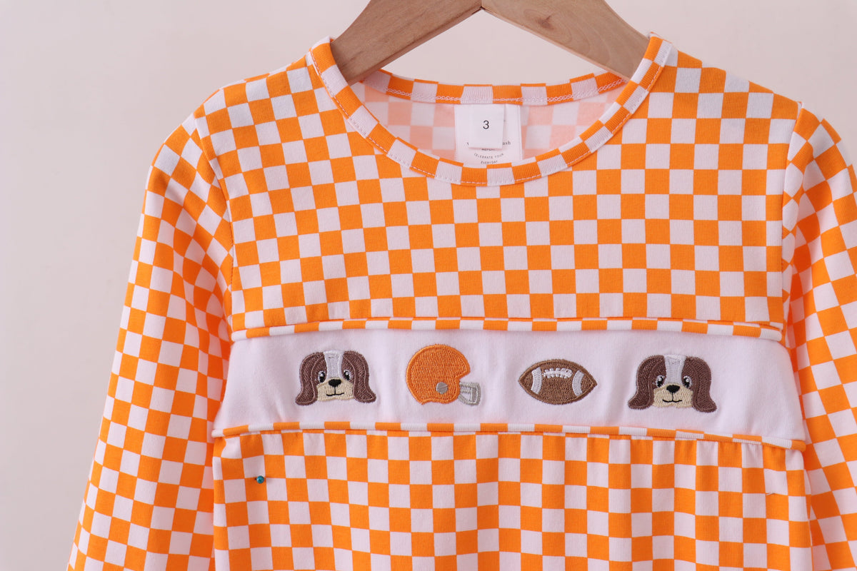 Boys Orange Tennessee Vols Embroidered Checkered Top