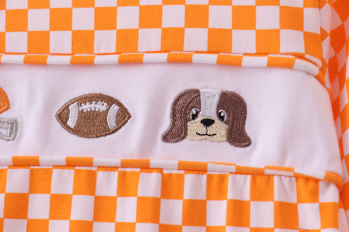 Boys Orange Tennessee Vols Embroidered Checkered Top