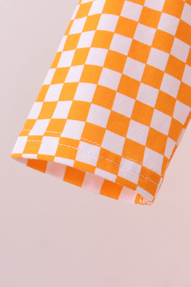 Boys Orange Tennessee Vols Embroidered Checkered Top