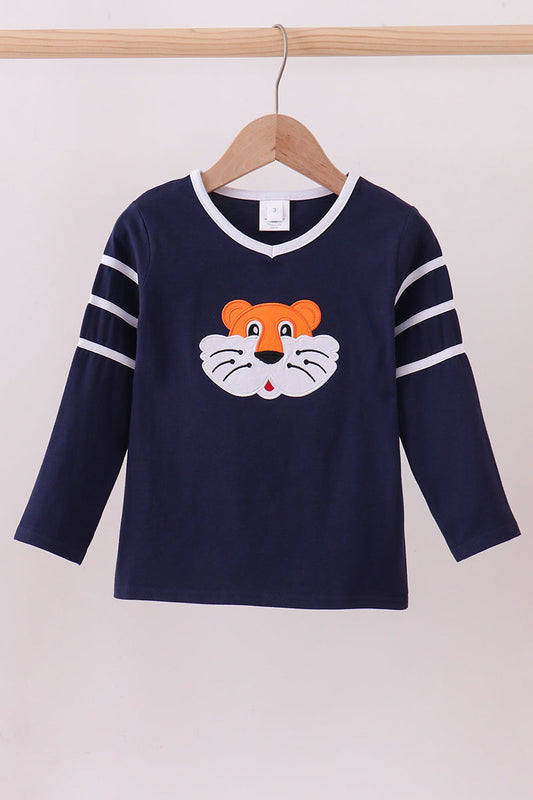 Navy Auburn tiger applique top