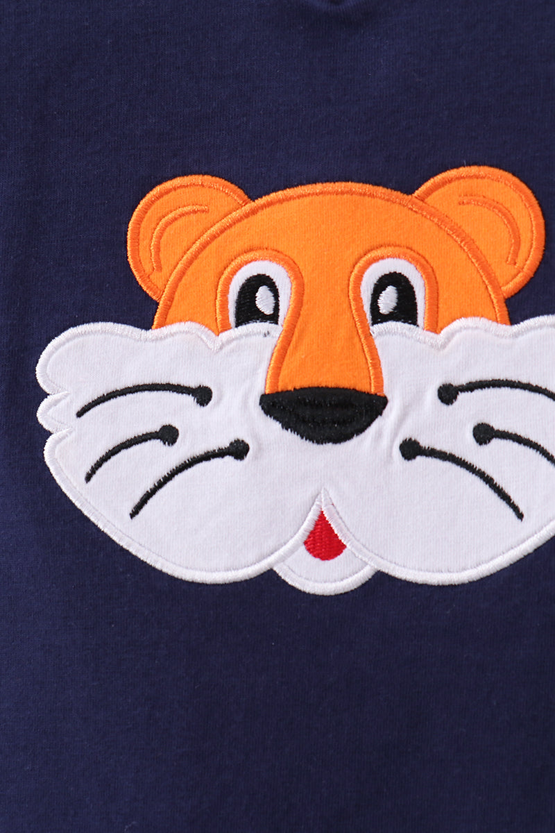 Navy Auburn tiger applique top