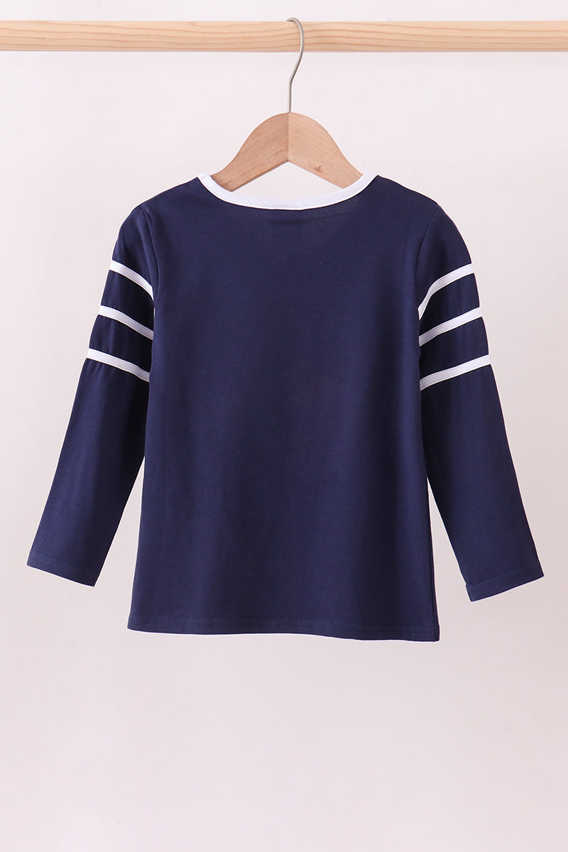 Navy Auburn tiger applique top