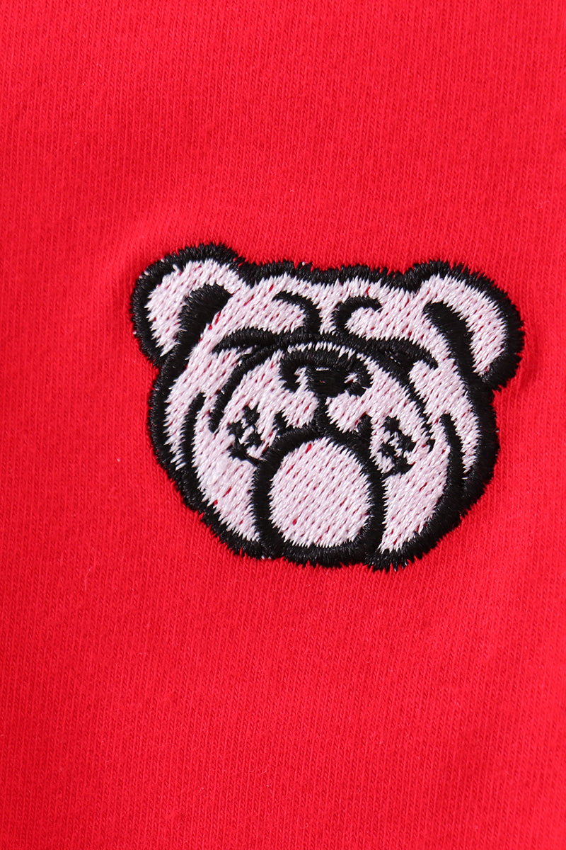 Red Georgia Bulldog Embroidery Cardigan