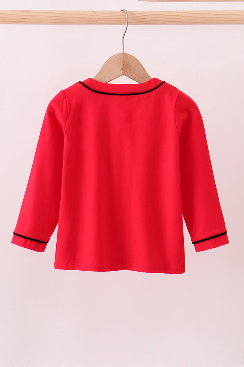 Red Georgia Bulldog Embroidery Cardigan