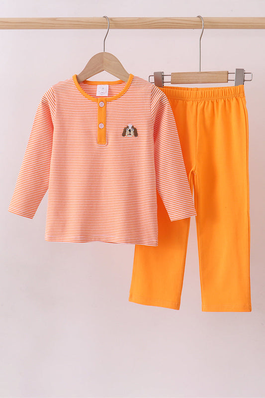 Orange Tennessee puppy stripe pants set